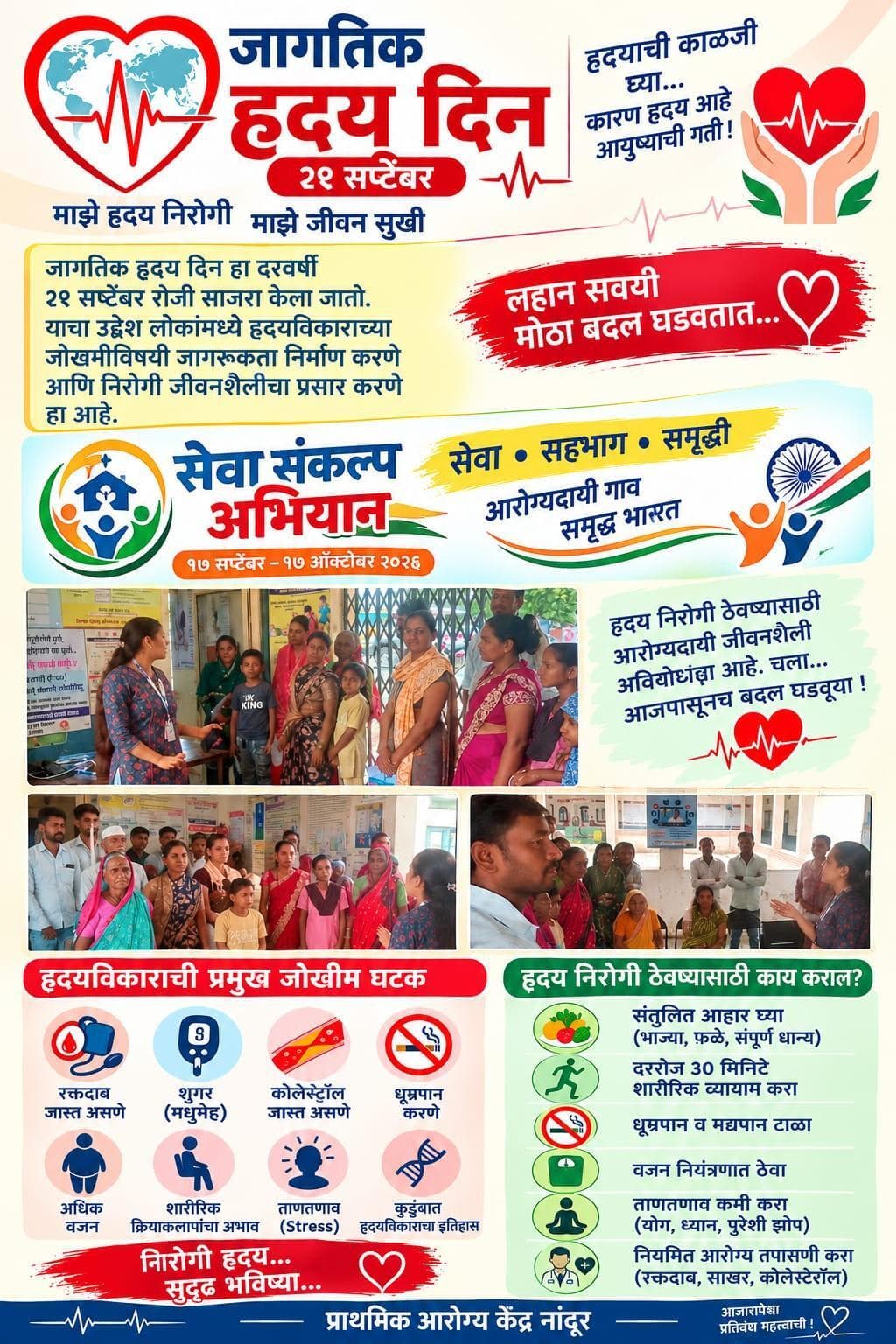 सेवा संकल्प आरोग्य अभियान , आसंसर्गजन्य आजार , राष्ट्रीय पोषण आहार अभियान साजरा करण्यात आला